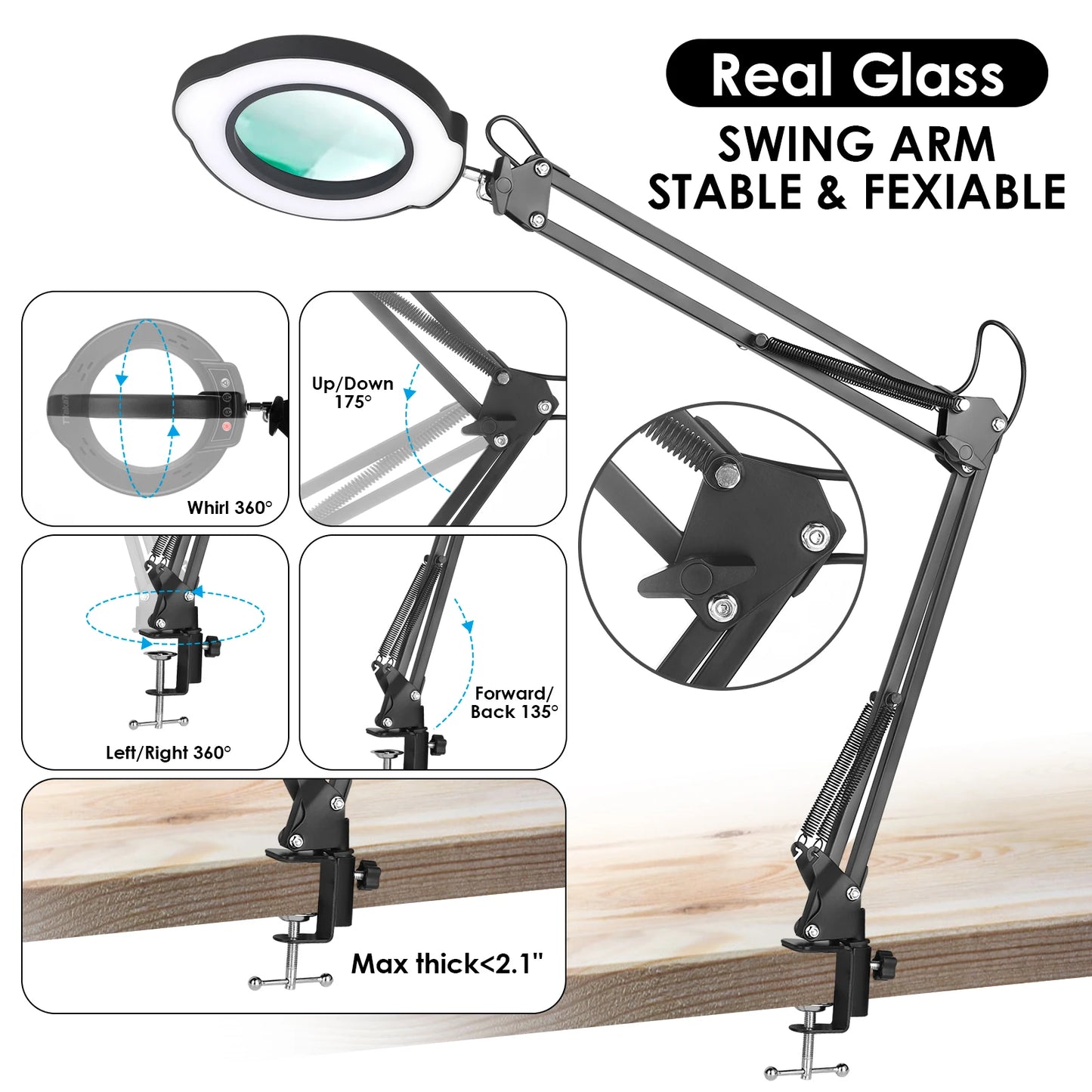 72LED Illuminated Magnifying Glass – 8X/10X USB Magnifier with 3-Color Light for Repair, Beauty & Reading