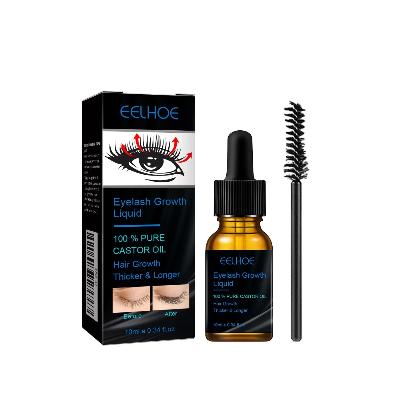 Lash & Brow Enhancer Serum: Natural Castor Oil Formula for Thicker, Longer Eyelashes & Eyebrows