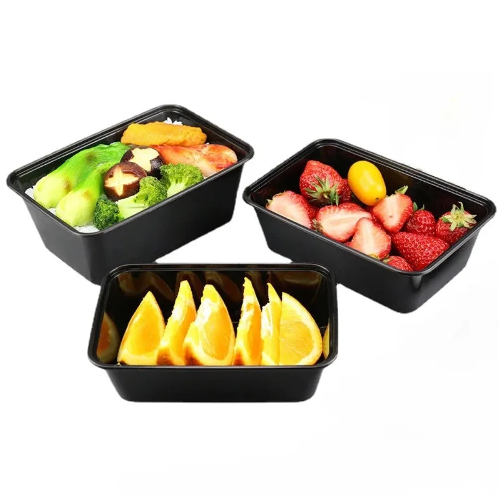 10-Pack Black Disposable Food Containers with Lids - Leak-Proof To-Go Containers for Salad, Sandwiches, Meal Prep & Fridge Storage