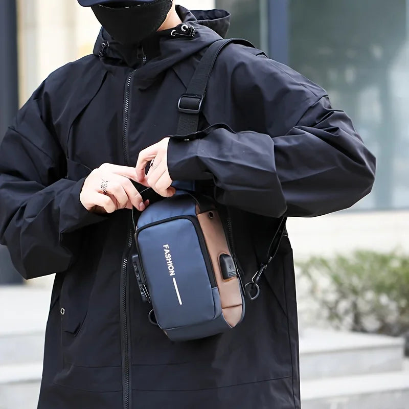 Men's Crossbody Sling Bag for Daily Use | Durable Oxford Chest Pack | Motorcycle & Commute Essential