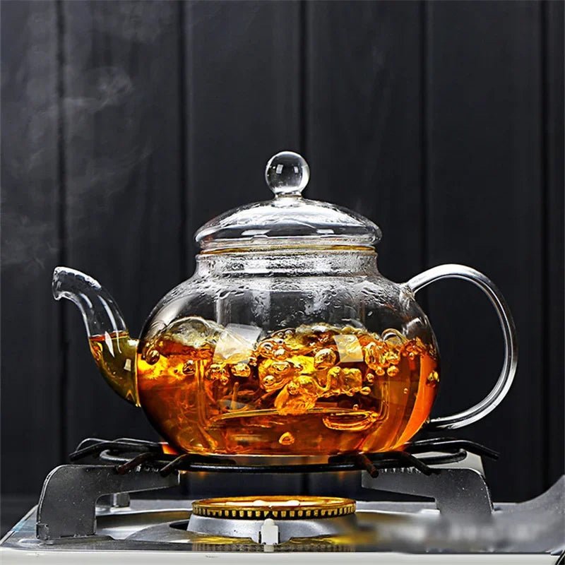 Bloom & Brew Teapot: 400ml/1000ml High Borosilicate Glass Teapot with Built - in Filter for Flower & Loose Tea - Nordshop Hamburg