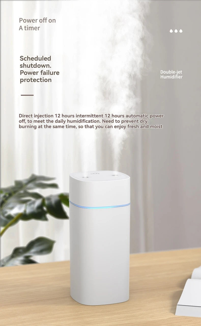 Dual-Nozzle USB Humidifier – 600ml/H Super Fine Mist for Car, Home & Office | Ultra-Quiet Personal MoisturizerDual-Nozzle USB Humidifier – 600ml/H Super Fine Mist for Car, Home & Office | Ultra-Quiet Personal Moisturizer