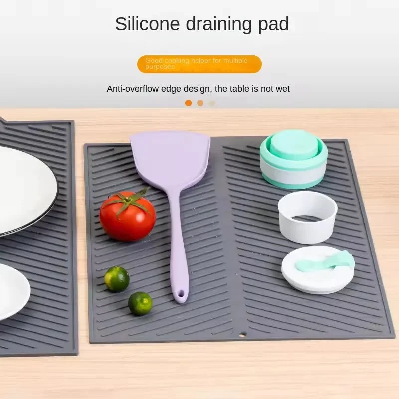 Multifunctional Silicone Kitchen Mat – Dish Drying Pad, Pot Holder, Heat-Resistant Coaster.