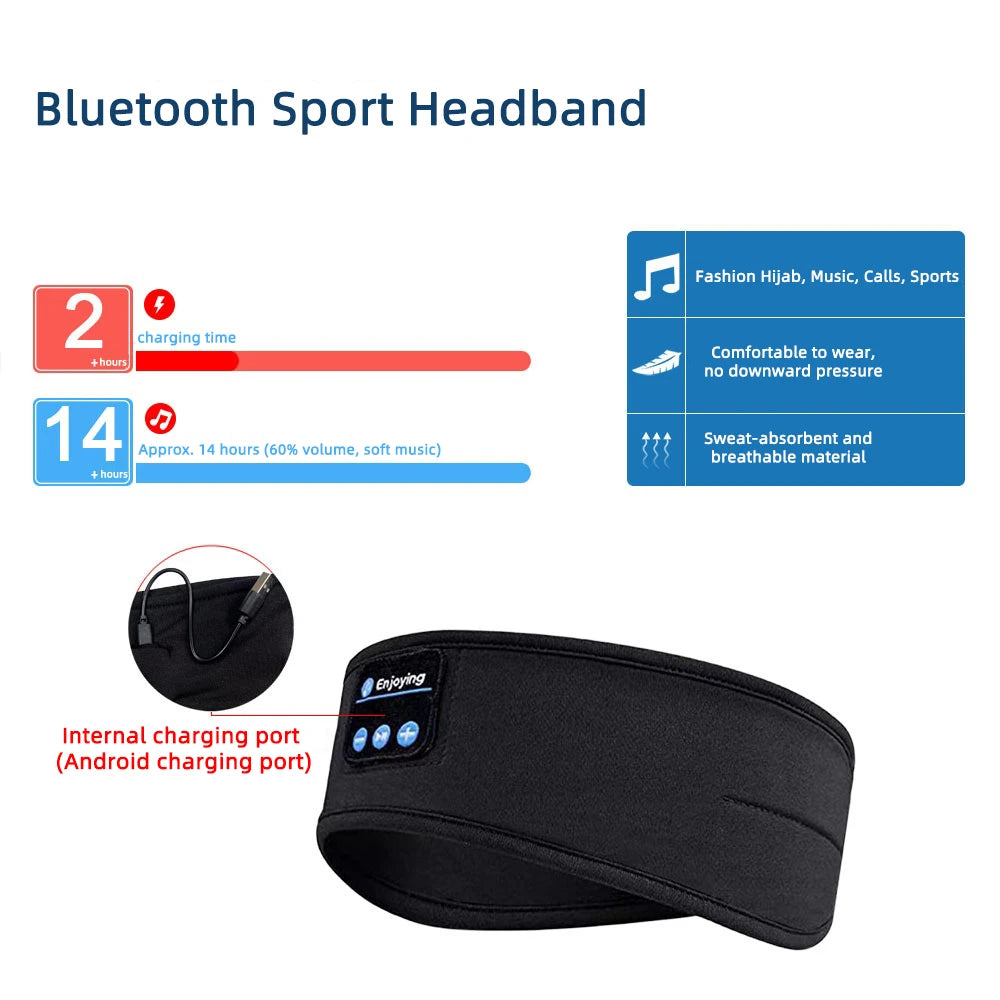 Wireless Bluetooth Sleep Headphones | Sports Headband with Built-In Earphones & Eye Mask