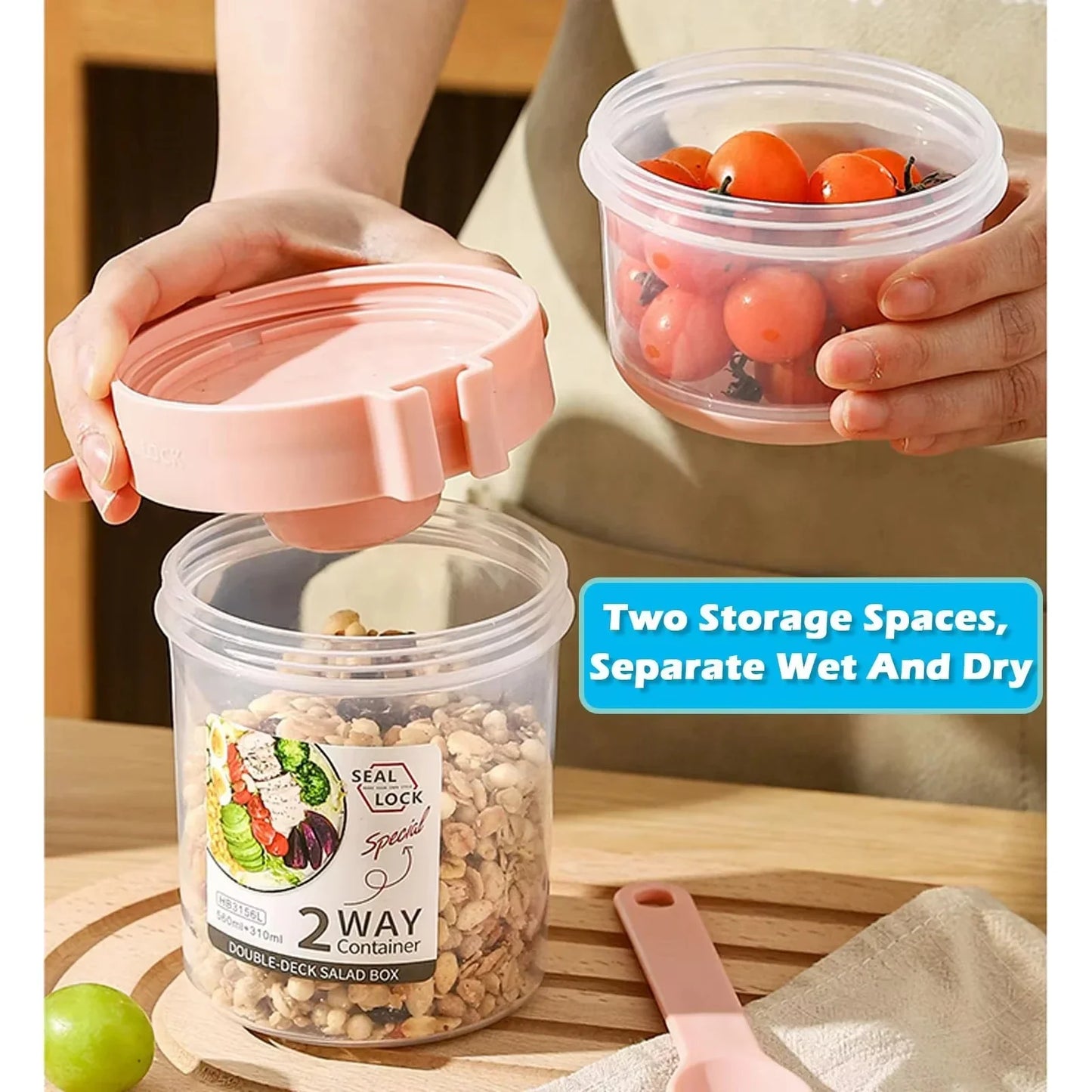 3-in-1 Portable Breakfast Cup Set – Salad & Yogurt Parfait Containers with Lid & Fork