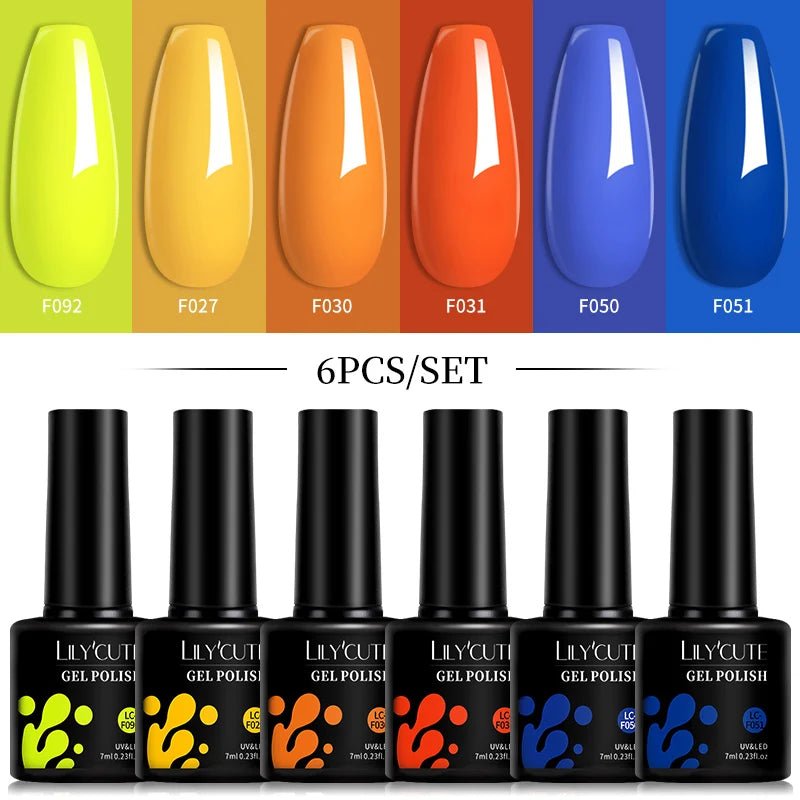 LILYCUTE DIY Nail Art Kit: 6Pcs Semi - Permanent Gel Polish Set – UV/LED Soak Off & Manicure Design - Nordshop Hamburg