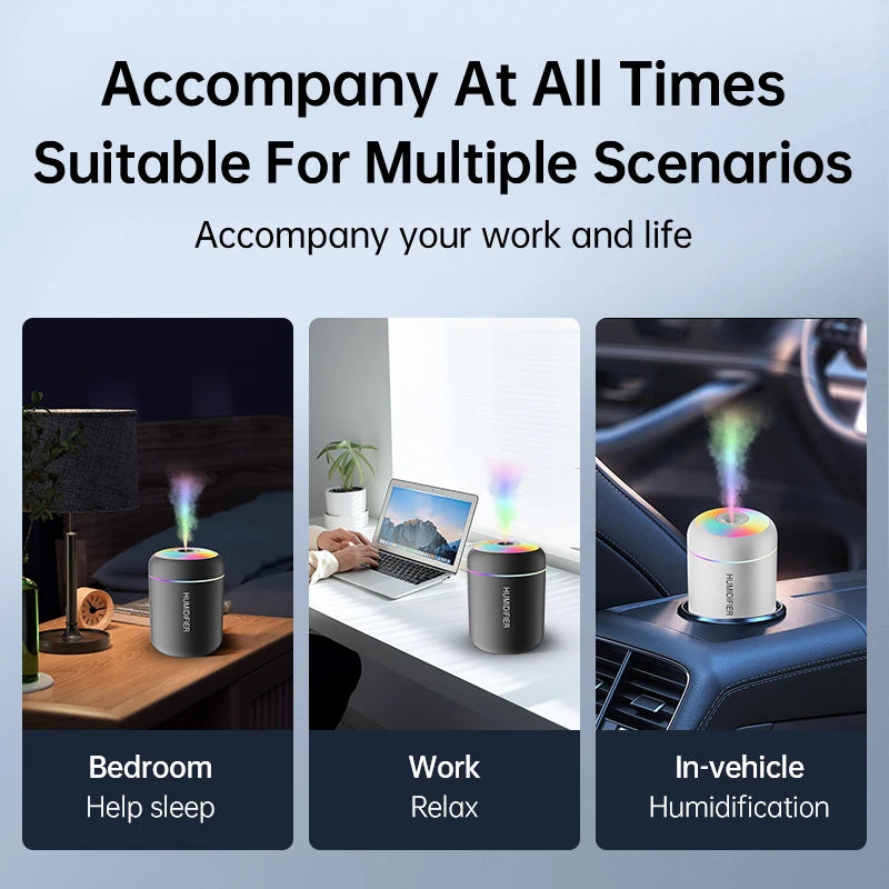180ML Mini USB Humidifier & Essential Oil Diffuser with Mood Light – Portable Aromatherapy for Car, Home, and Bedroom"