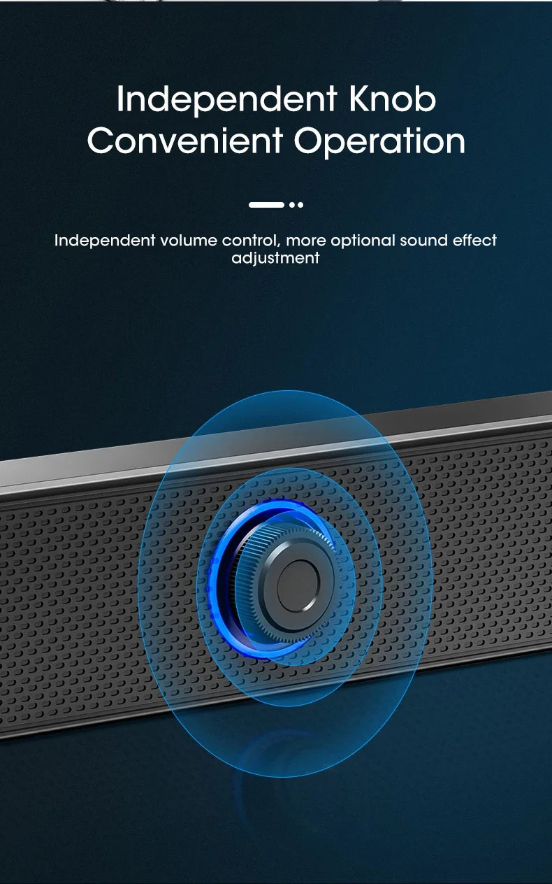 Mini Soundbar Powerhouse: Wired USB Bluetooth Speaker with Stereo Bass for PC & Home