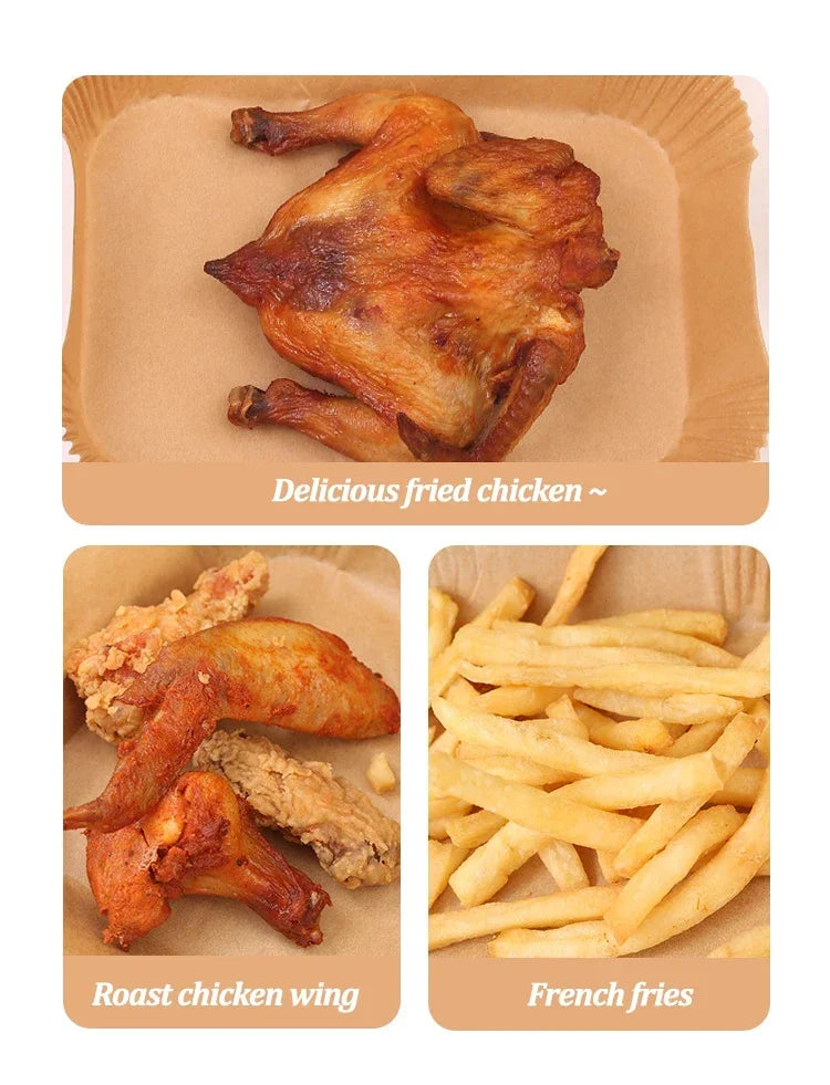 Disposable Non-Stick Air Fryer Paper Liners – Oil-Proof Microwave & BBQ Mats for Easy Baking & Cleanup