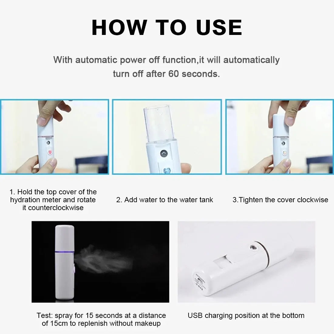 USB Portable Nano Facial Sprayer - Instant Hydration, Anywhere. 20ml Mini Humidifier for Face & Air.