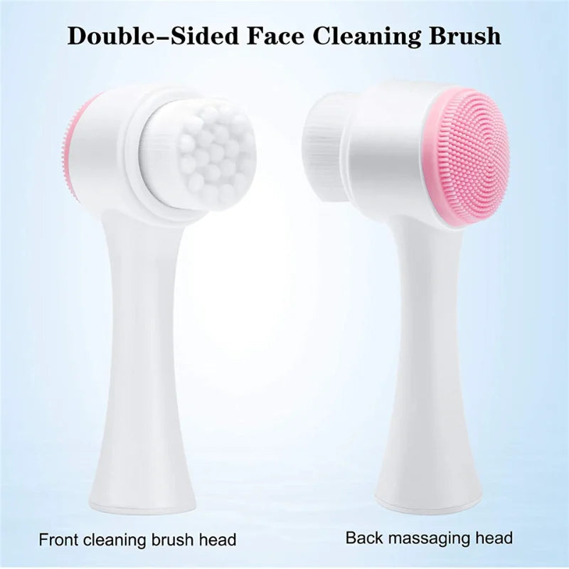 Double-Sided Silicone Face Brush – Soft Manual Exfoliator & Massage Cleanser for Glowing Skin