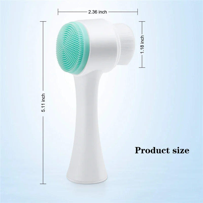 Double-Sided Silicone Face Brush – Soft Manual Exfoliator & Massage Cleanser for Glowing Skin