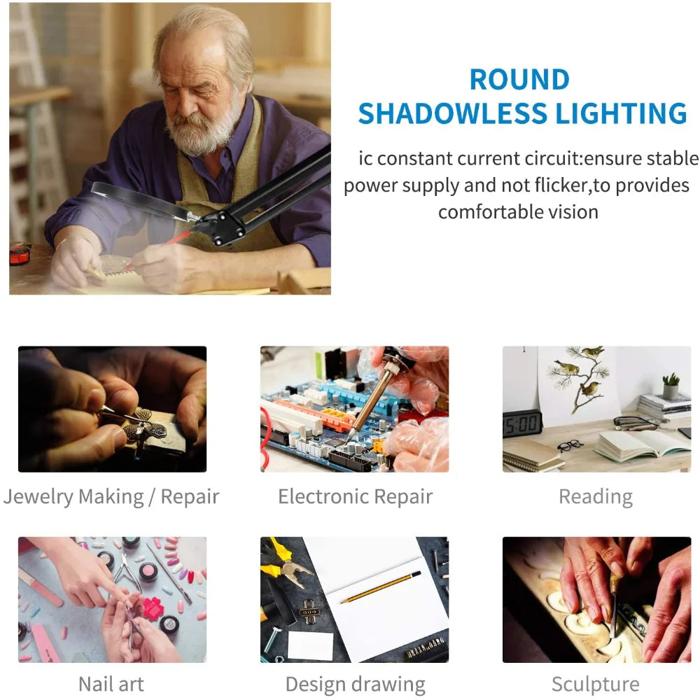 72LED Illuminated Magnifying Glass – 8X/10X USB Magnifier with 3-Color Light for Repair, Beauty & Reading