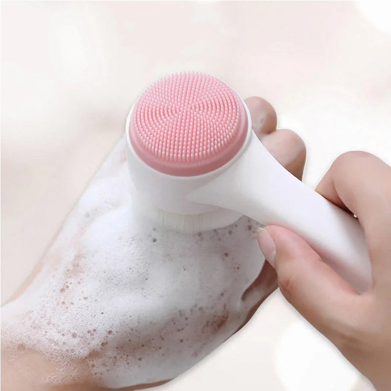 Double-Sided Silicone Face Brush – Soft Manual Exfoliator & Massage Cleanser for Glowing Skin