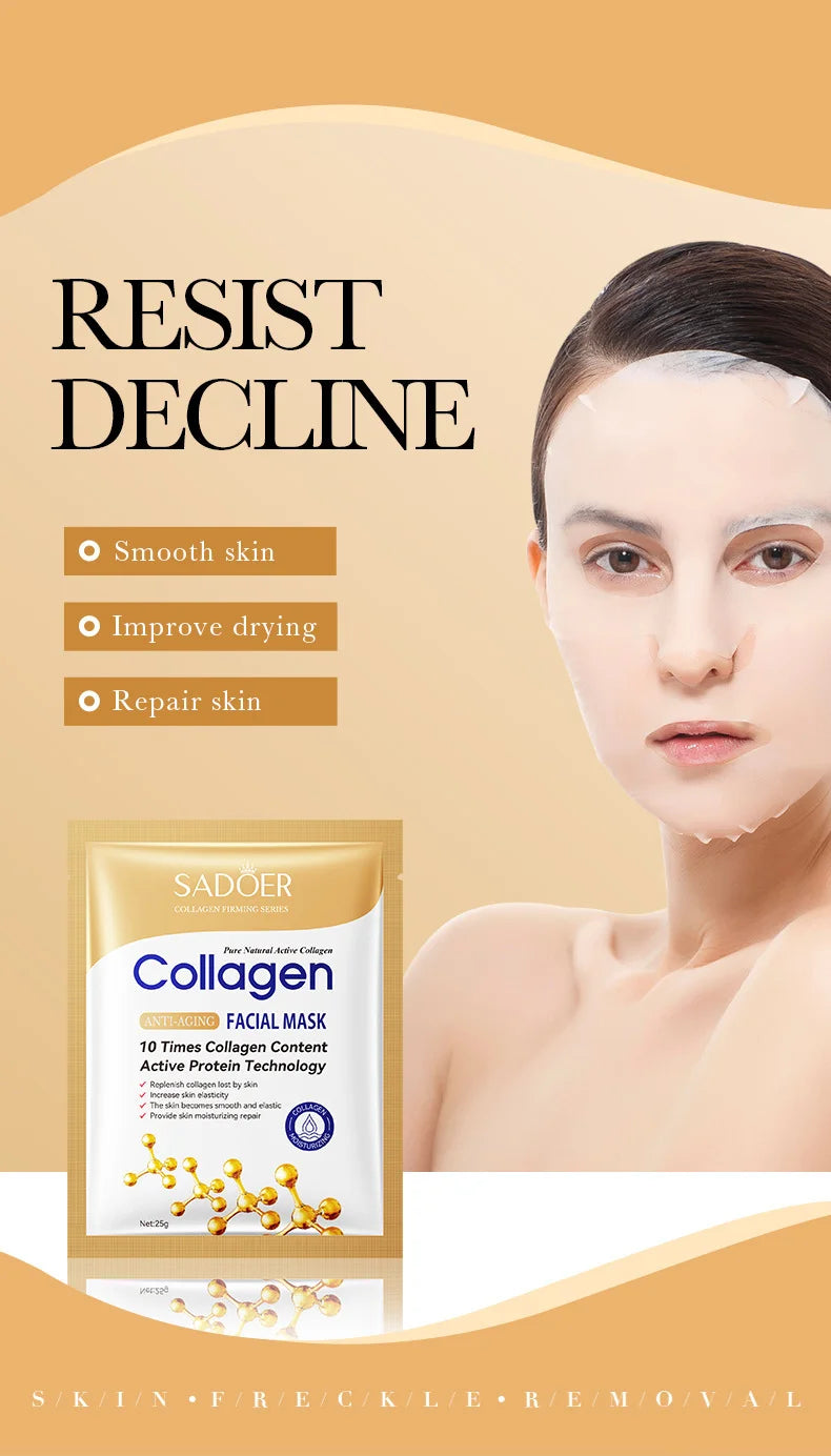 Korean Collagen Face Mask 10-Pack - Anti-Aging, Firming & Brightening
