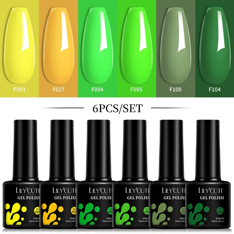 LILYCUTE DIY Nail Art Kit: 6Pcs Semi-Permanent Gel Polish Set – UV/LED Soak Off & Manicure Design
