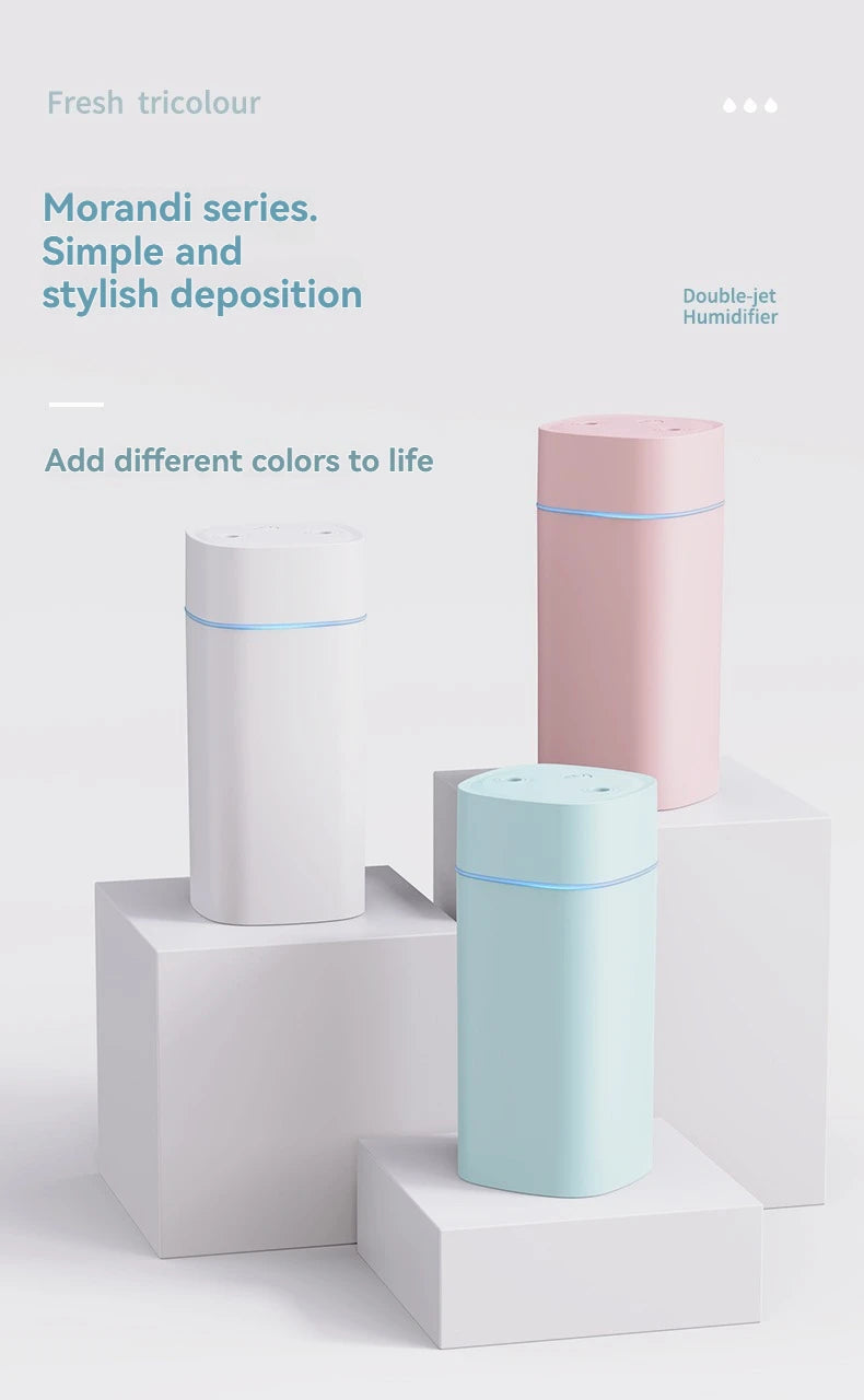 Dual-Nozzle USB Humidifier – 600ml/H Super Fine Mist for Car, Home & Office | Ultra-Quiet Personal MoisturizerDual-Nozzle USB Humidifier – 600ml/H Super Fine Mist for Car, Home & Office | Ultra-Quiet Personal Moisturizer