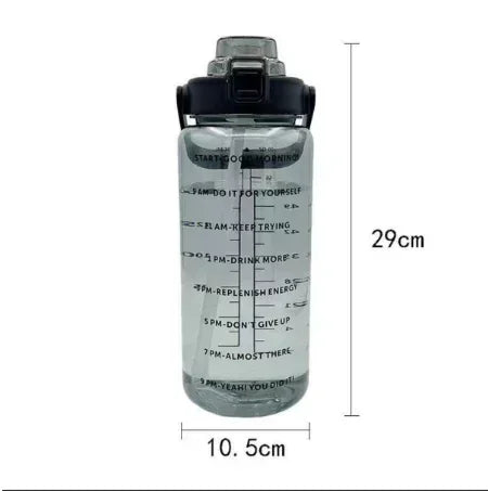 2L Motivational Water Bottle with Straw & Time Marker - Big Jug for Fitness, Gym & Outdoor