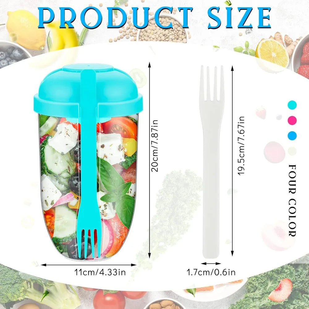 The Ultimate Toss & Go: 3-in-1 Salad Shaker Cup with Lid & Fork – Your On-the-Go Meal Prep Solution