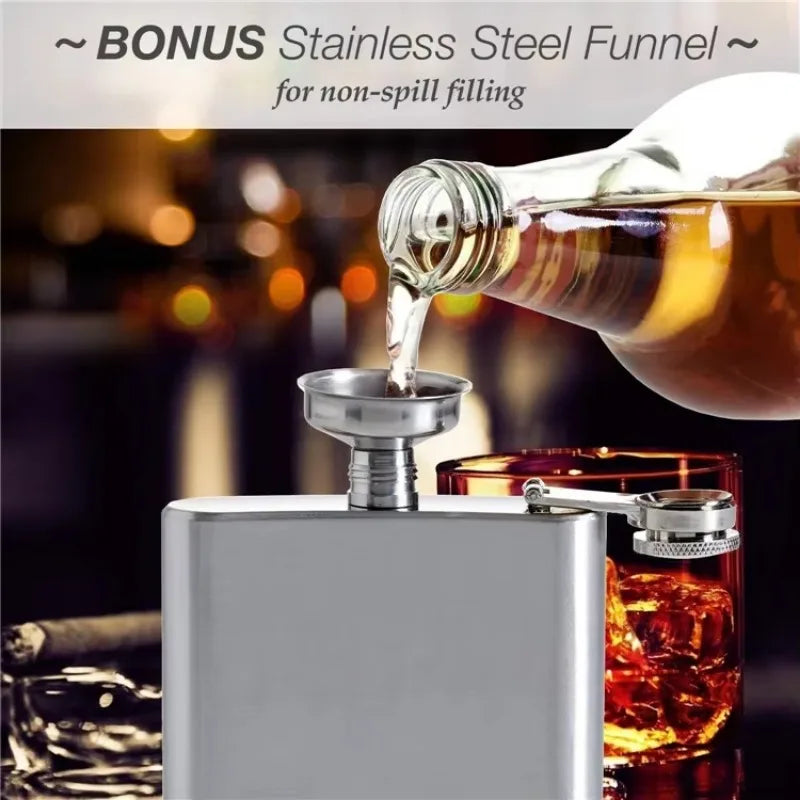 LMETJMA Stainless Steel Hip Flask Set - 4/7/10 oz with Funnel & Screw Cap for Whiskey