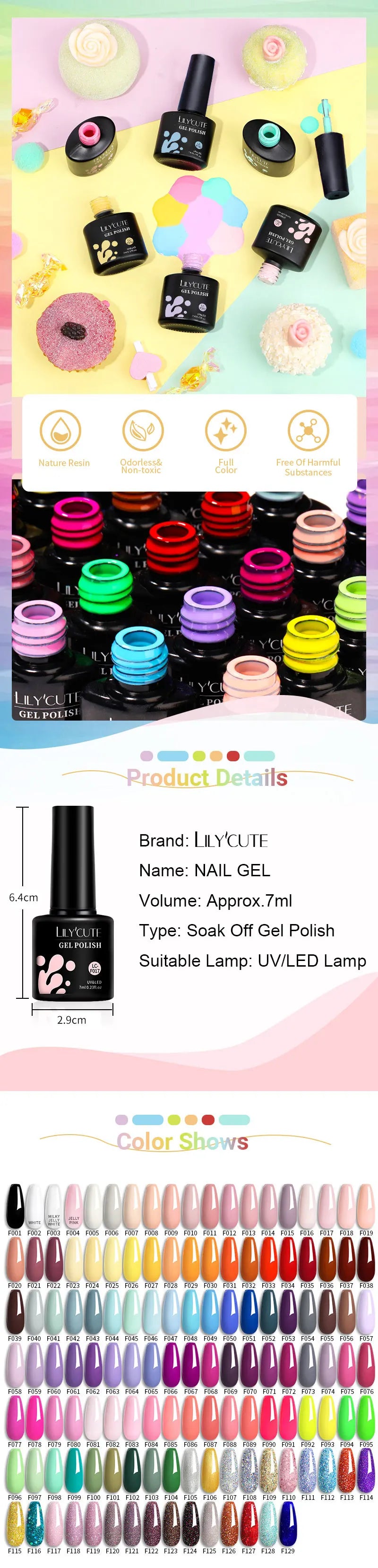 LILYCUTE DIY Nail Art Kit: 6Pcs Semi-Permanent Gel Polish Set – UV/LED Soak Off & Manicure Design