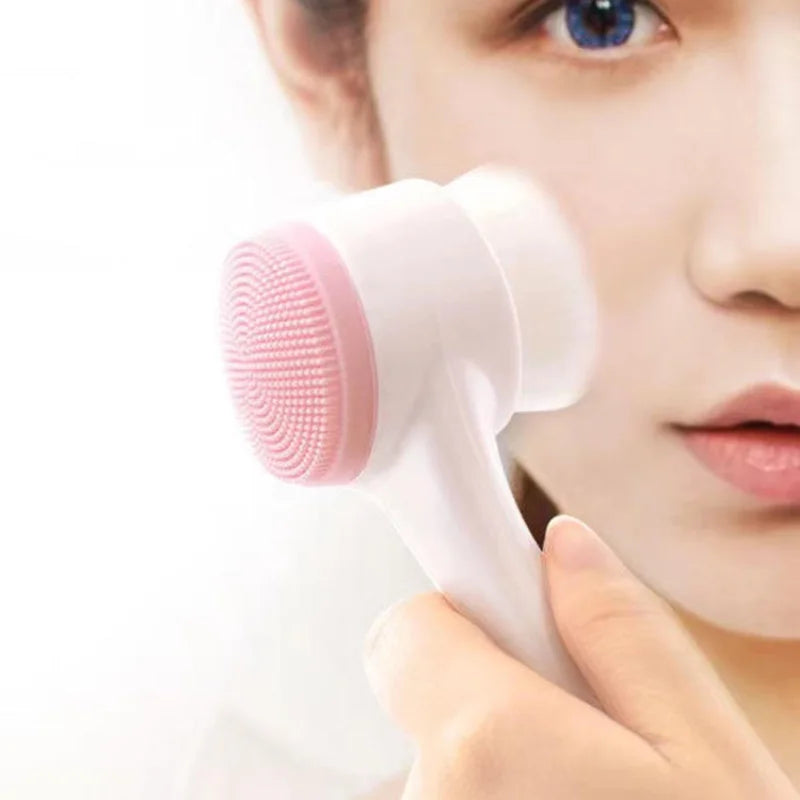 Double-Sided Silicone Face Brush – Soft Manual Exfoliator & Massage Cleanser for Glowing Skin
