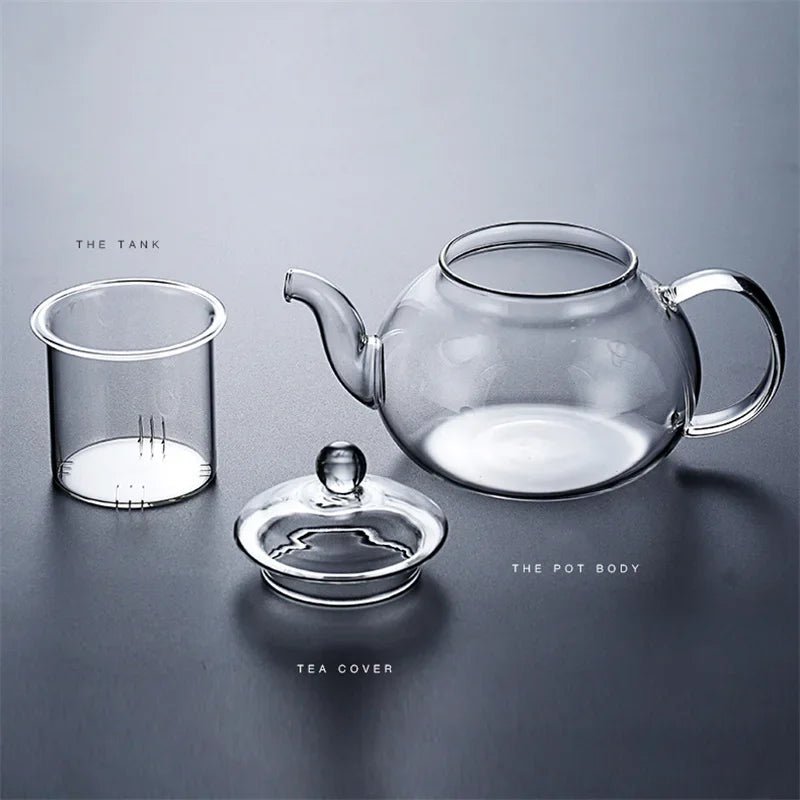 Bloom & Brew Teapot: 400ml/1000ml High Borosilicate Glass Teapot with Built - in Filter for Flower & Loose Tea - Nordshop Hamburg