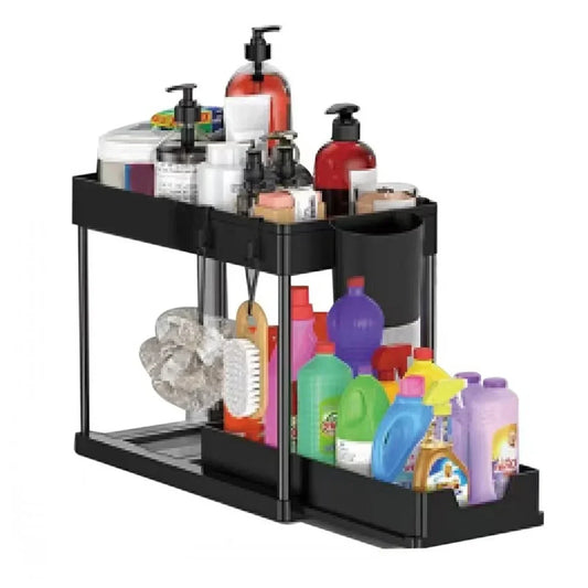 2-Tier Sliding Under Sink Organizer – Your Cabinet's Best Friend!