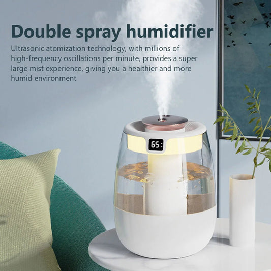 Whispering Mist Maker: Large Capacity USB Humidifier with Dual Spray & 7-Color LED for Home/Office