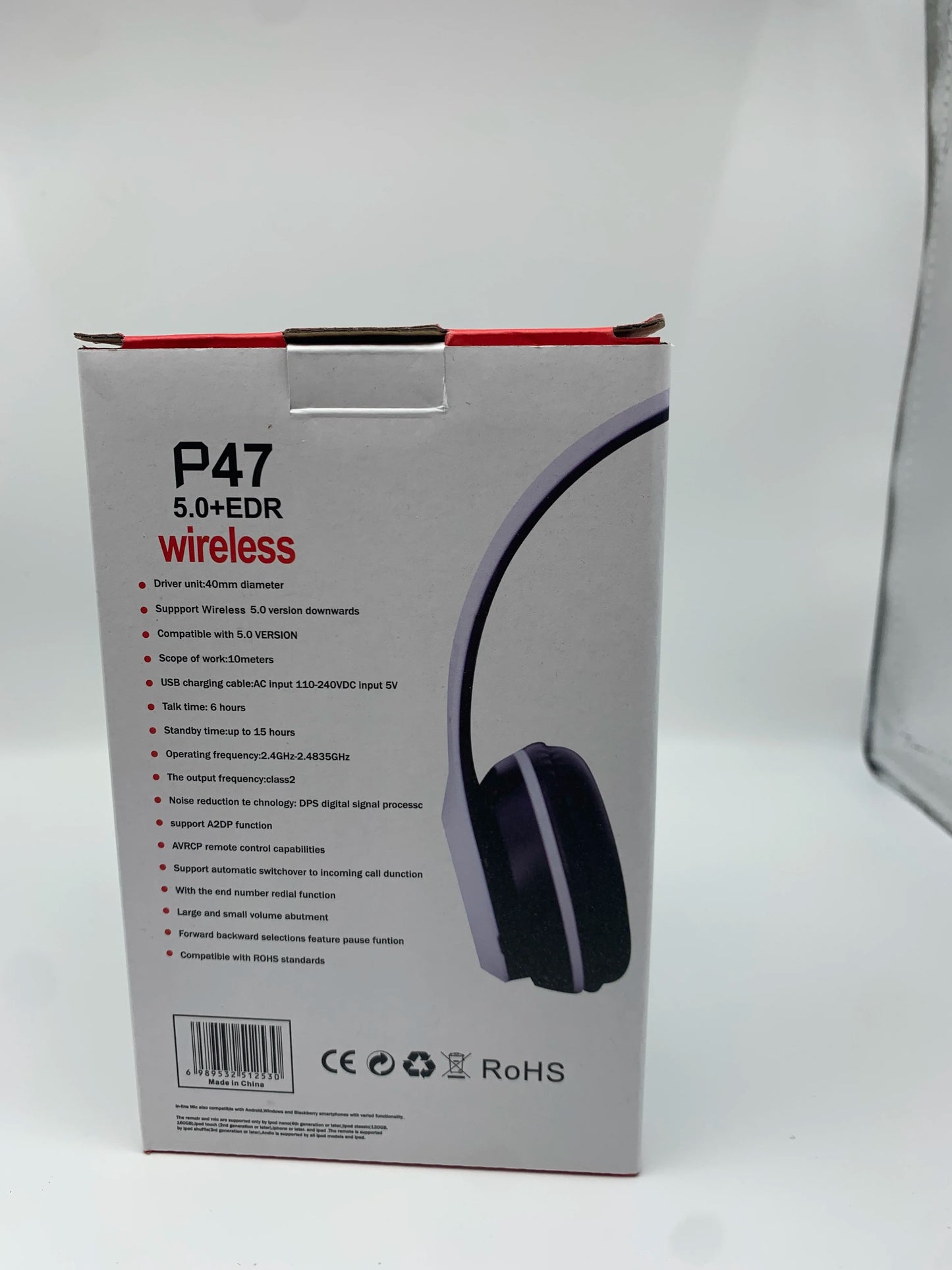 P47 Bluetooth 5.0 Foldable Headphones – Wireless HIFI Stereo Bass Earphone with Mic & USB Adapter