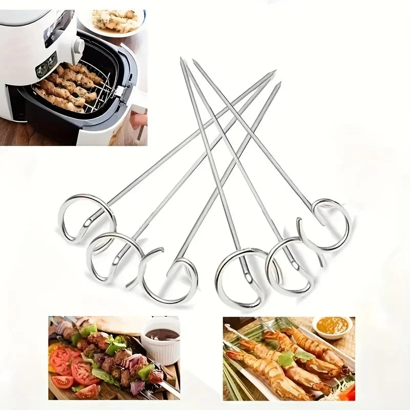 10-Piece 304 Stainless Steel Air Fryer Skewer Set – Universal Baking Needles for Vertical Grill