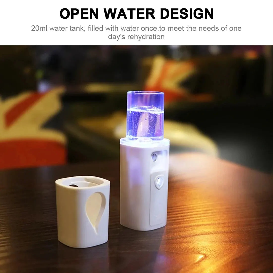 USB Portable Nano Facial Sprayer - Instant Hydration, Anywhere. 20ml Mini Humidifier for Face & Air.