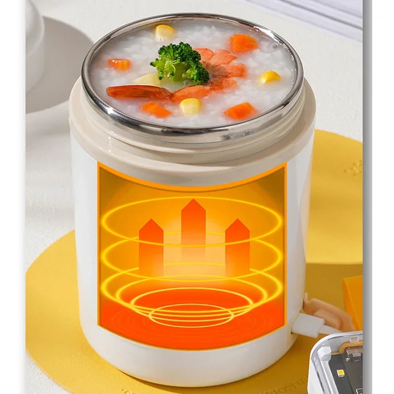 Portable 600ml USB Food Warmer | Stainless Steel Electric Lunch Box Heater for Picnic & Travel