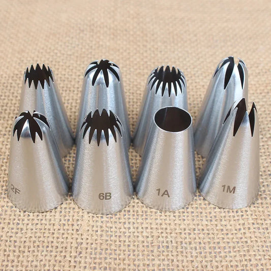 8-Piece Stainless Steel Piping Nozzle Set – Icing Tips for Cake Decorating & Cream
