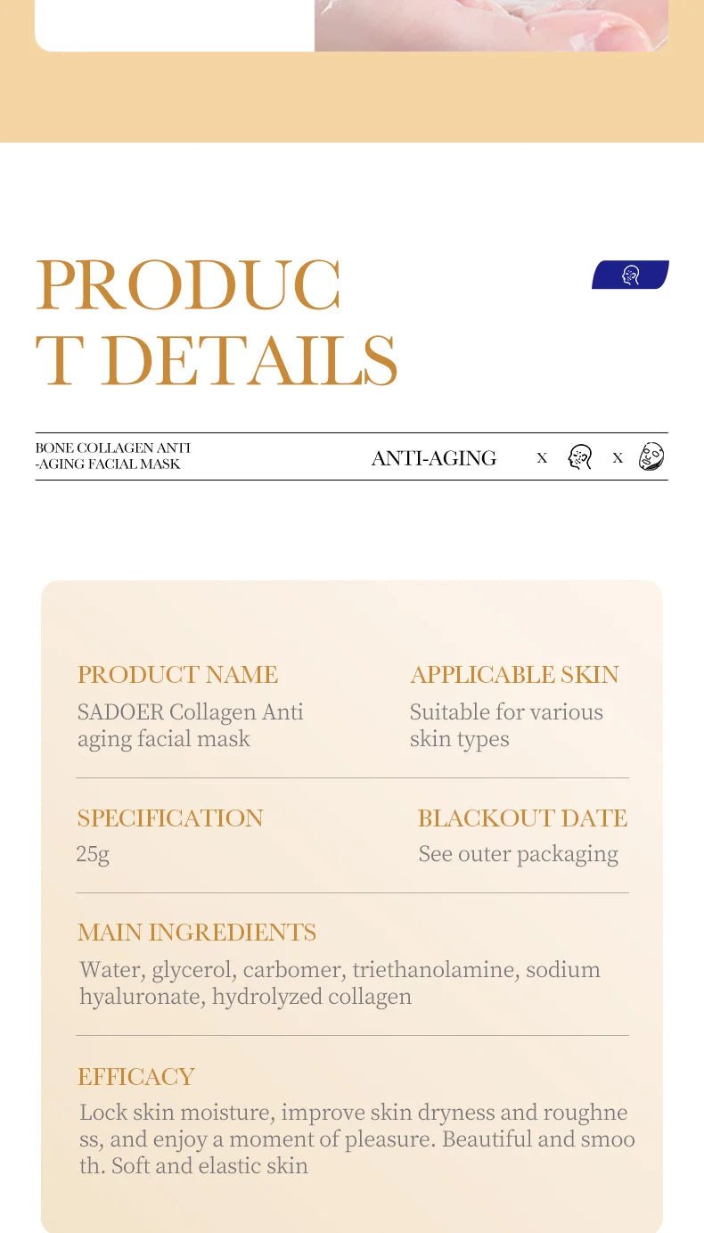 Korean Collagen Face Mask 10 - Pack - Anti - Aging, Firming & Brightening - Nordshop Hamburg