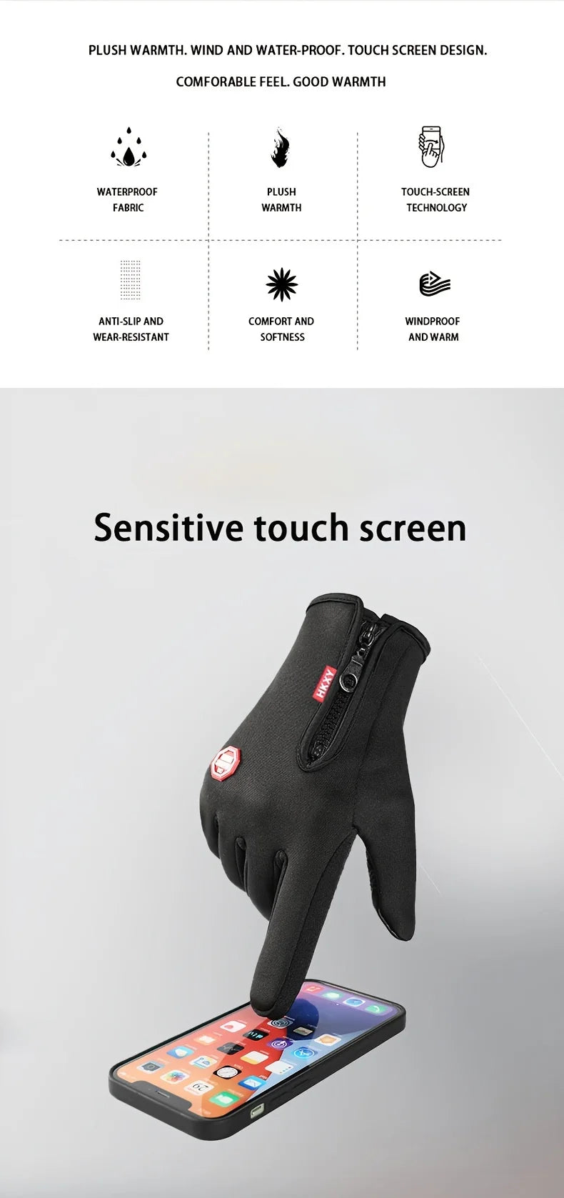 All-Season Touchscreen Gloves – Windproof & Non-Slip Grip for Cycling, Driving, and Outdoor Adventures
