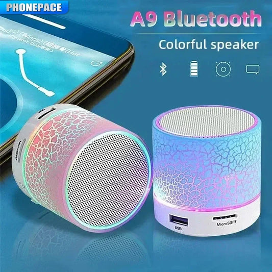Multifunction Bluetooth Sound Column – A9 Mini Portable Speaker with Crack LED, FM Radio & Subwoofer