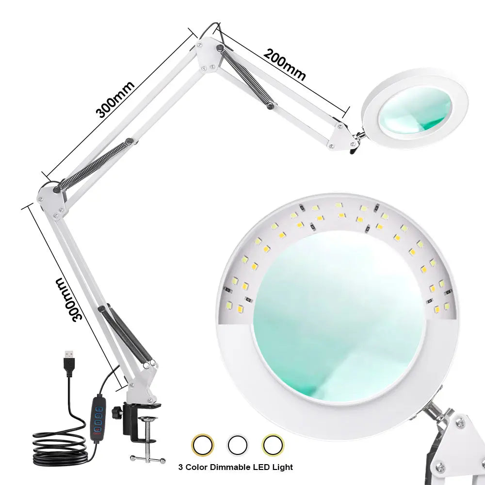72LED Illuminated Magnifying Glass – 8X/10X USB Magnifier with 3-Color Light for Repair, Beauty & Reading