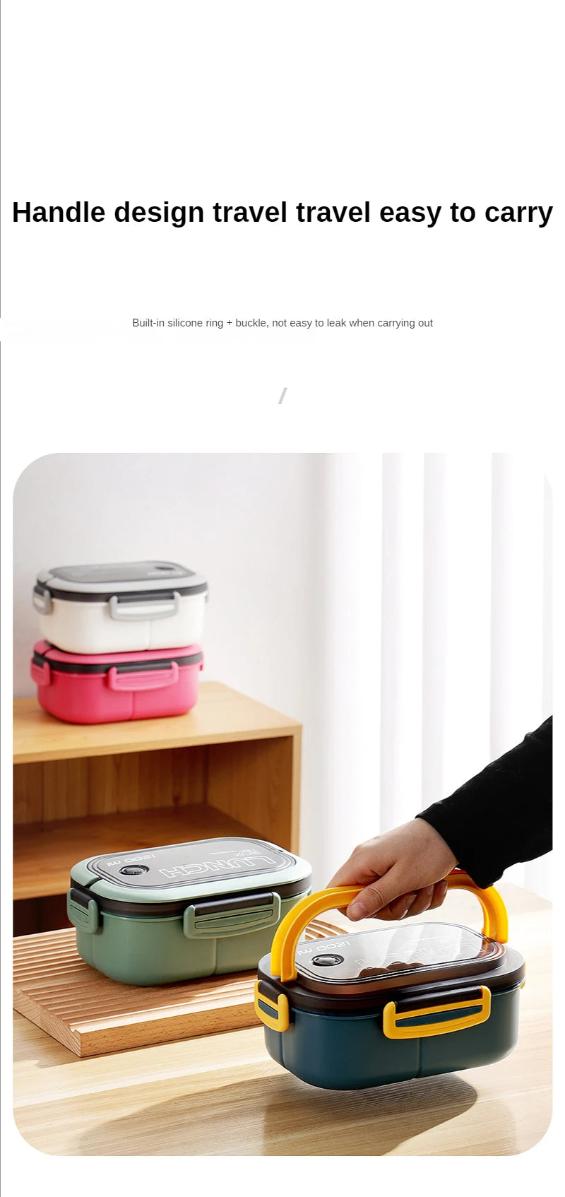 Dual-Layer Mega Bento Box - 1200ml Microwaveable Lunch Container for Kids & Adults