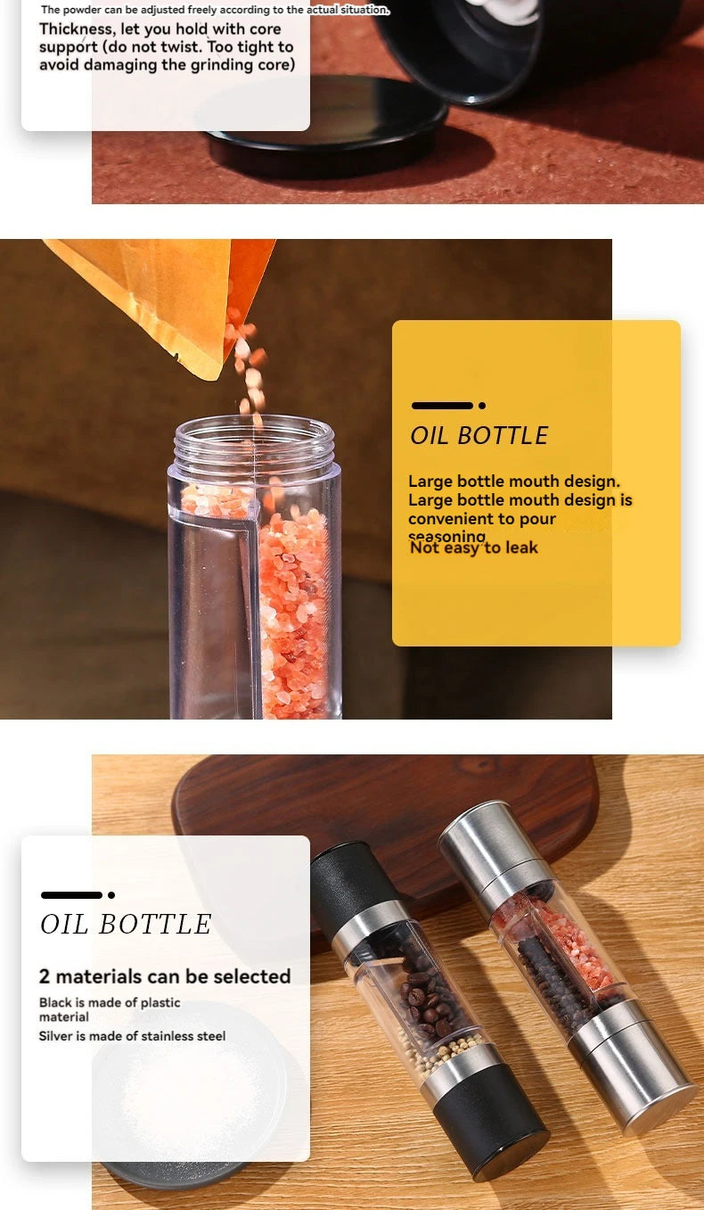 2-in-1 Adjustable Stainless Steel Salt & Pepper Grinder – Ceramic Mill Kitchen Tool