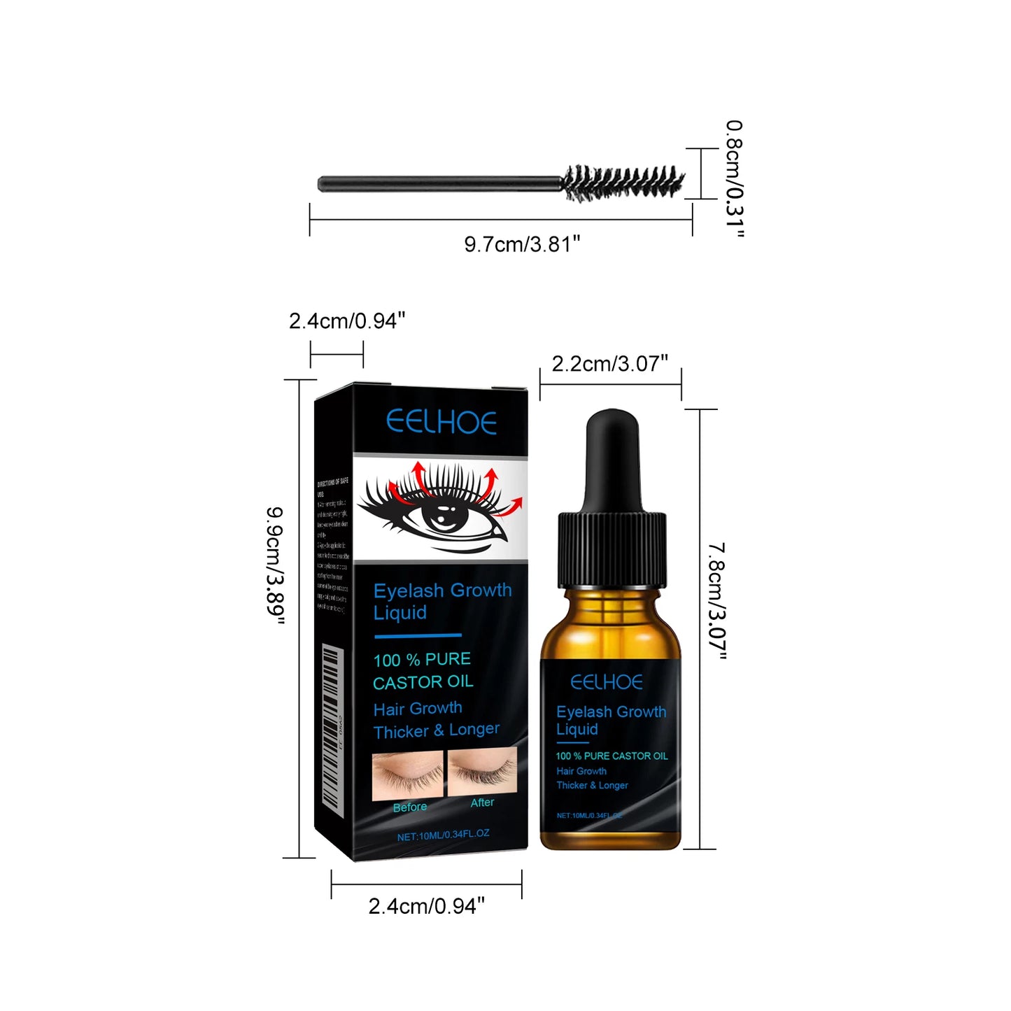 Lash & Brow Enhancer Serum: Natural Castor Oil Formula for Thicker, Longer Eyelashes & Eyebrows