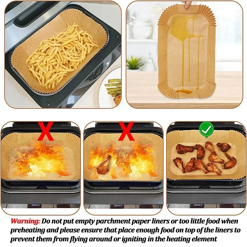 Disposable Non-Stick Air Fryer Paper Liners – Oil-Proof Microwave & BBQ Mats for Easy Baking & Cleanup