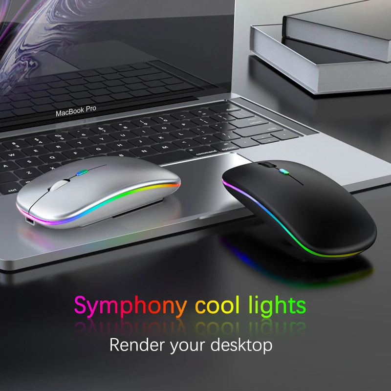 Rechargeable RGB Wireless Mouse – 1600DPI Gaming & Work Mouse with Bluetooth & 2.4GHz for PC, Laptop & MacBook