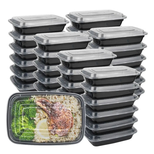 10-Pack Black Disposable Food Containers with Lids - Leak-Proof To-Go Containers for Salad, Sandwiches, Meal Prep & Fridge Storage