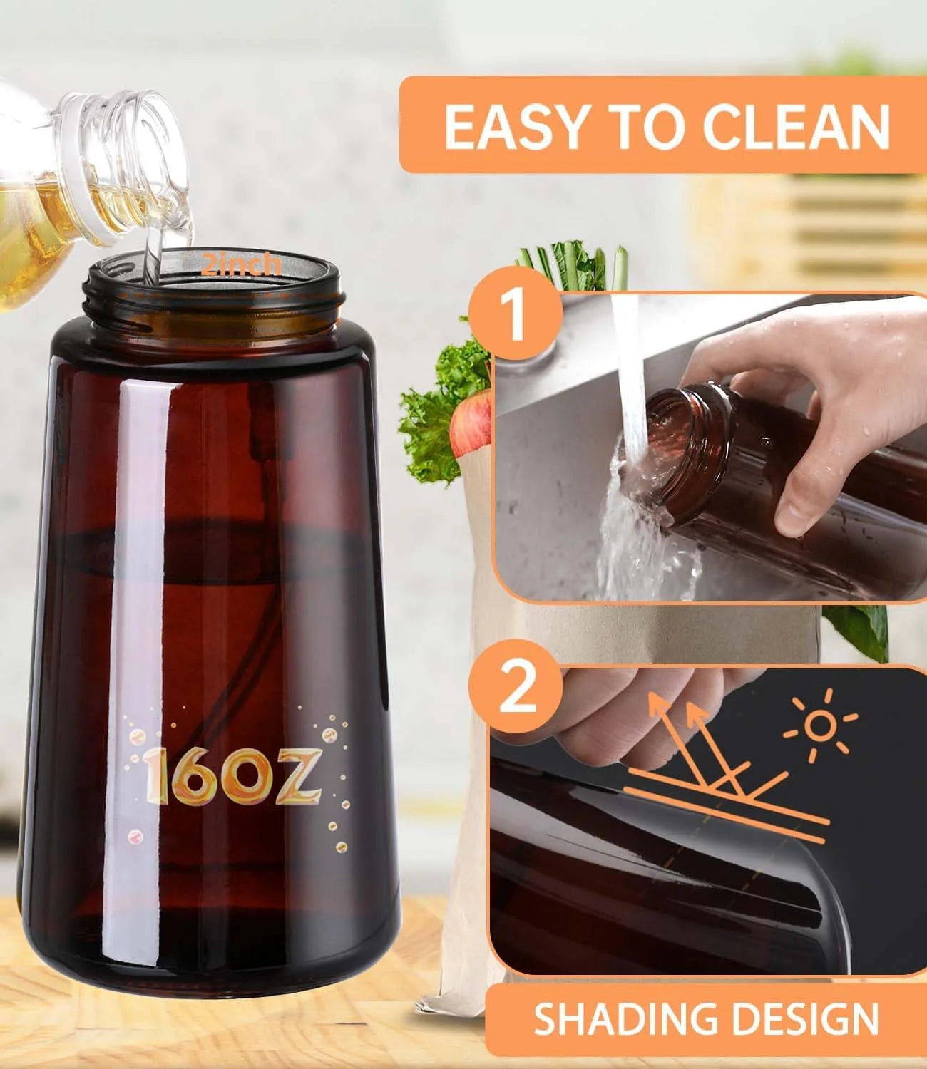 Two Ways to Drizzle: 16oz Glass Oil Dispenser & Sprayer for Precision Cooking & Healthy Dressing