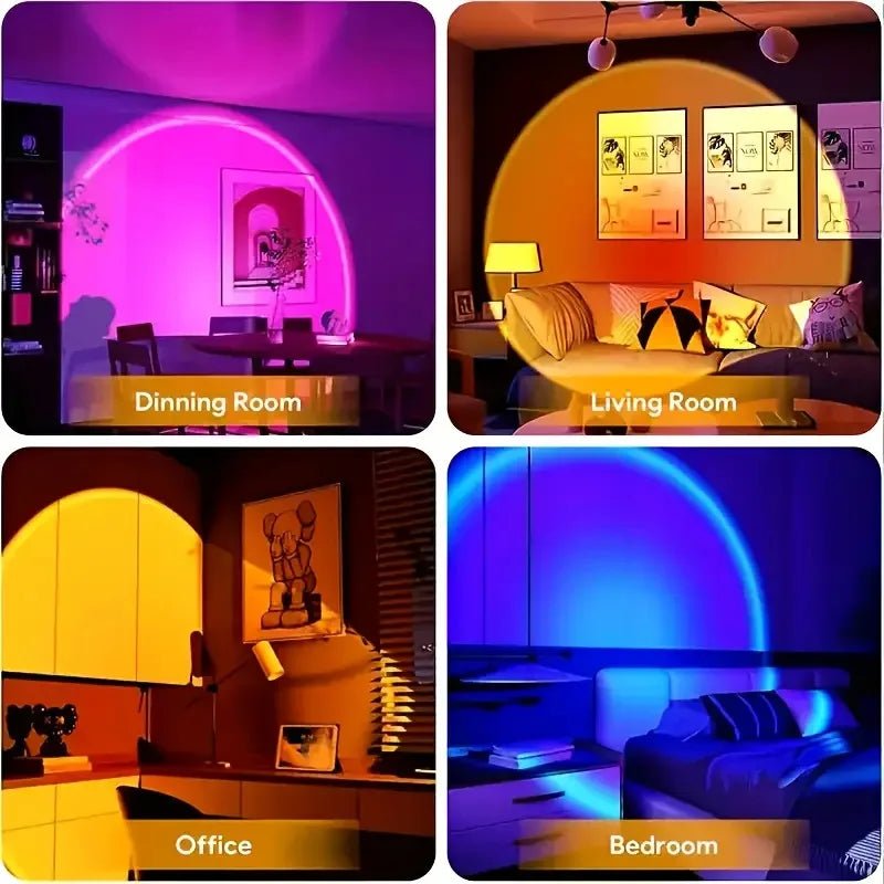 Sunset in Your Space: 16 - Color USB Projection Light with Remote – Dynamic Mood Lighting for Home & Decor - Nordshop Hamburg