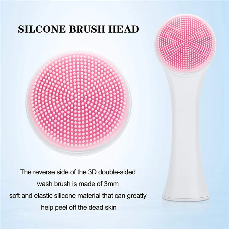 Double-Sided Silicone Face Brush – Soft Manual Exfoliator & Massage Cleanser for Glowing Skin