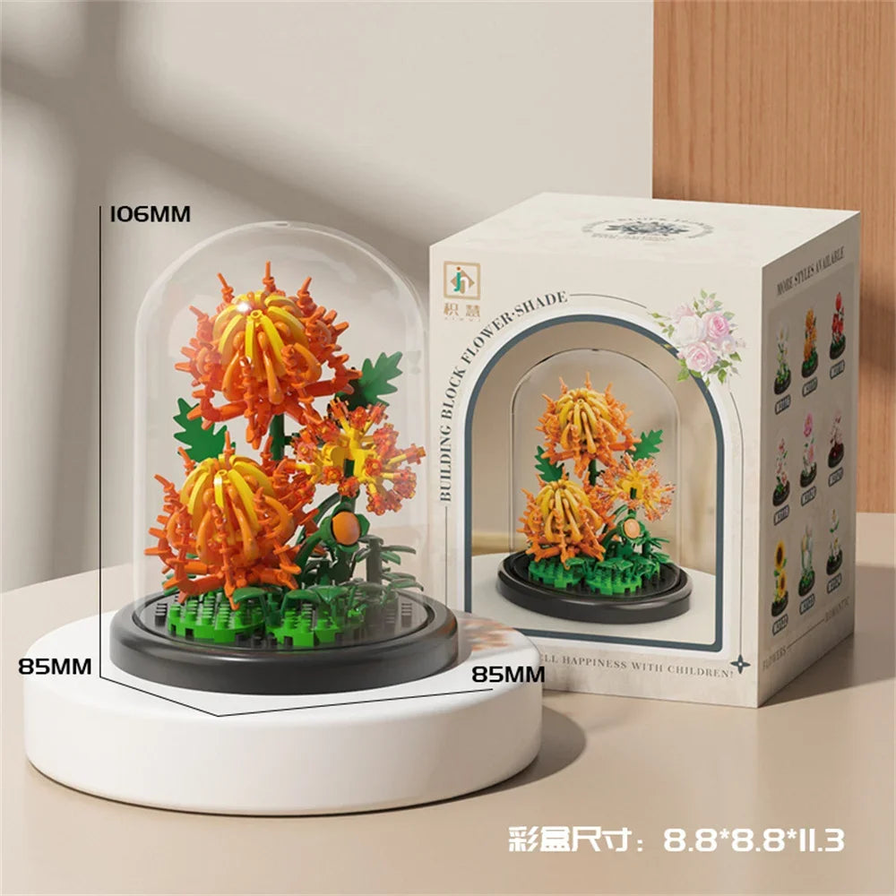Eternal Flower Bouquet Micro-Building Blocks Set – DIY Bonsai Puzzle for Home Decor, Gift & Creative Play