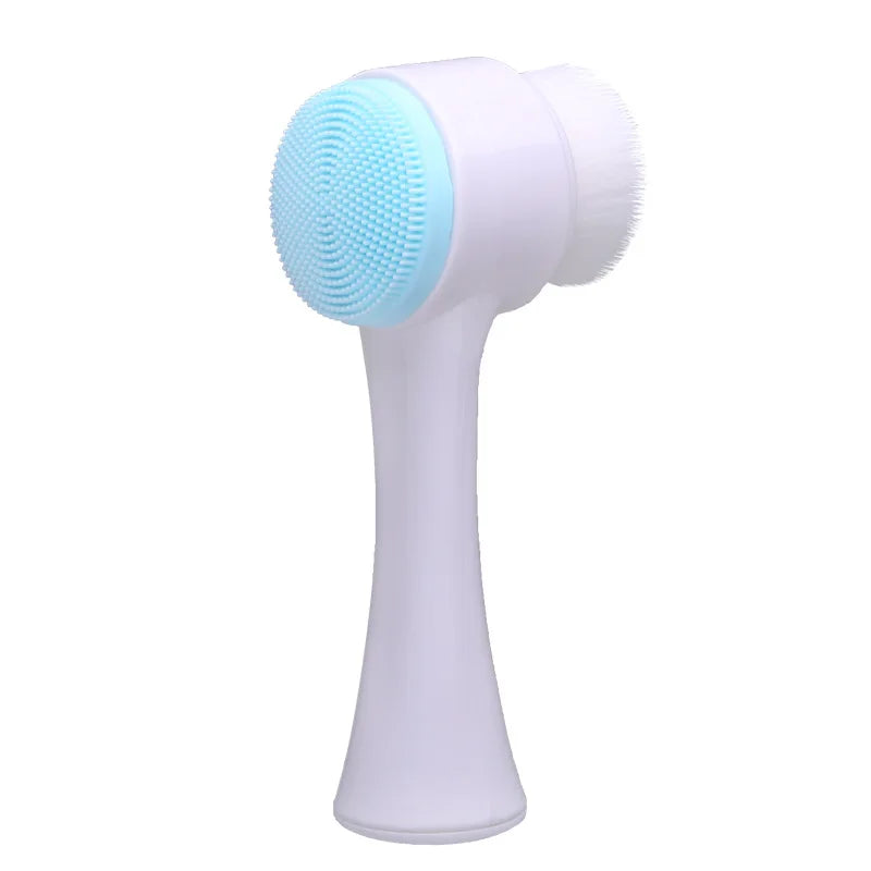 Double-Sided Silicone Face Brush – Soft Manual Exfoliator & Massage Cleanser for Glowing Skin