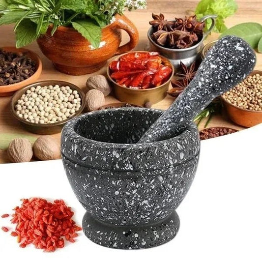 Stone & Spice Symphony: Marble Mortar and Pestle Set - Grind Garlic, Herbs, Spices